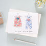 Liberty Print New Baby Twins Personalised Card, thumbnail 2 of 4