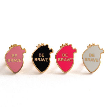 Be Brave Enamel Heart Pin Badge, 5 of 11