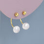 Sterling Silver Ball And Natural Freshwater Pearl Ear Jacket, thumbnail 4 of 12