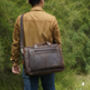 Genuine Leather Briefcase With Luggage Strap Brown, thumbnail 6 of 9