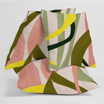 Pink, Green And Yellow Abstract Set Of Cushions, 2 of 8