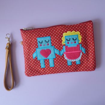 Robot Love Cosmetic Pouch / Clutch, 3 of 4