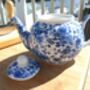Two Cup Teapot In Ditsy Blue Rose Design, thumbnail 3 of 7