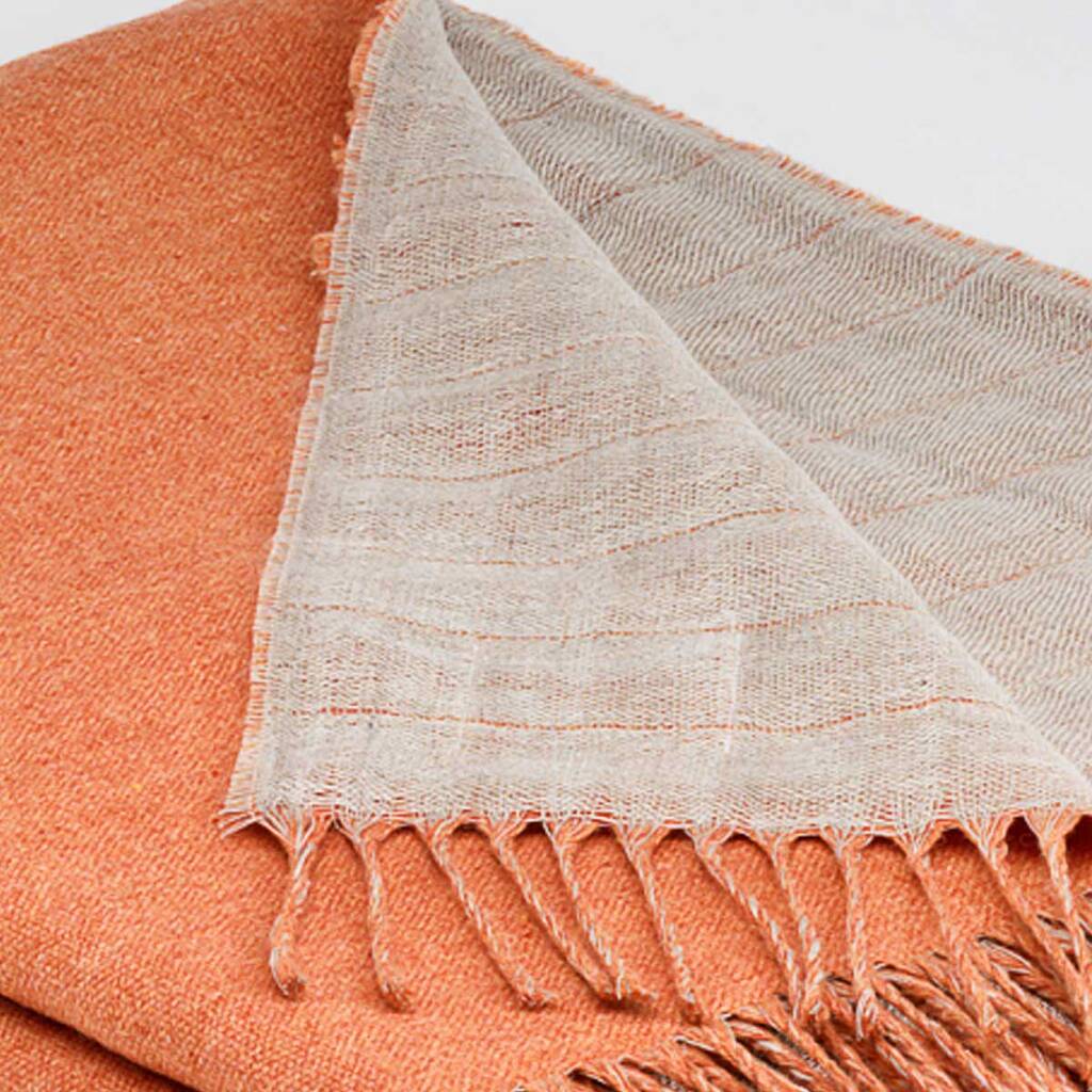 Orange Linen And Merino Throw By Tolly McRae
