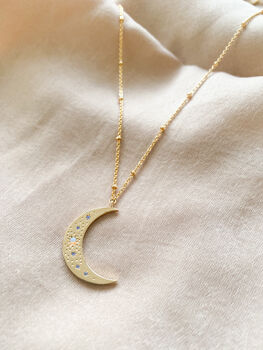 Opal Constellation Crescent Moon Pendant Necklace, 2 of 4