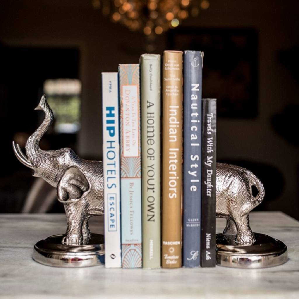 nickel plated elephant bookends by marquis & dawe | notonthehighstreet.com