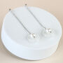 Flower Petal And Pearl Dangle Stud Earrings, thumbnail 2 of 3