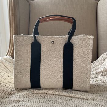 Personalised Linen Contrast Handle Cross Body Bag, 4 of 5