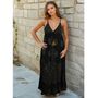 'Astrid' Black And Gold Indian Print Crepe Dress, thumbnail 1 of 5