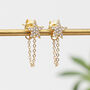 18ct Gold Plated Or Silver Star And Chain Stud Earrings, thumbnail 2 of 9