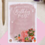Personalised A6 Pink Gardening Birthday Invitation, thumbnail 3 of 3