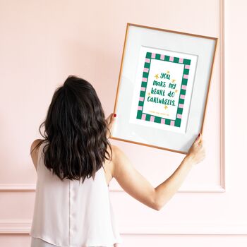 You Make My Heart Do Cartwheels Personalised Valentine’s Print, 6 of 6