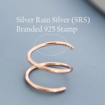 Sterling Silver Minimalist Spiral Hoop Earrings, 7 of 11