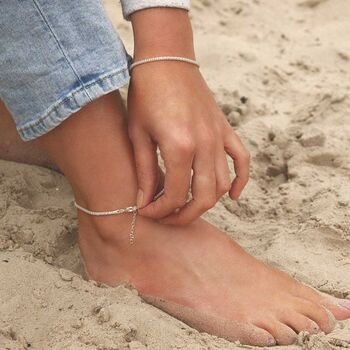 Sterling Silver Popcorn Chain Anklet, 2 of 5