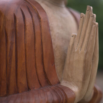Medium Hand Carved Buddha Statue Welcome, 3 of 6