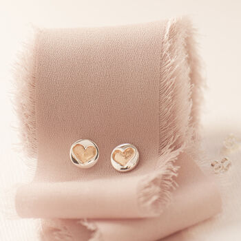 Gold And Sterling Silver Love Heart Studs, 5 of 11