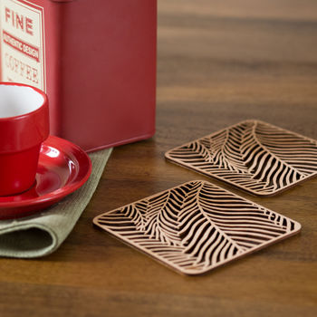 Ferns Wooden Coaster And Placemat Set, 4 of 5