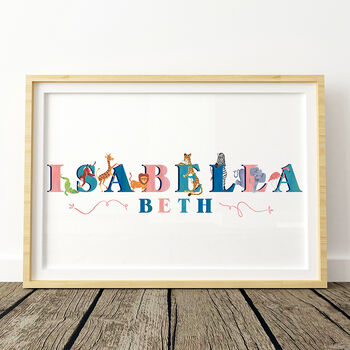 Safari Animal Personalised Name Print, 2 of 5