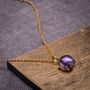 Cabachon Amethyst And Yellow Gold Plated Necklace, thumbnail 1 of 12