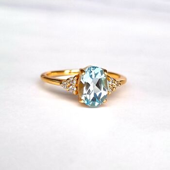Sky Blue Topaz Ring In Sterling Silver And Gold Vermeil, 11 of 12
