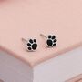 Sterling Silver Enamel Paw Print Stud Earrings, thumbnail 1 of 7