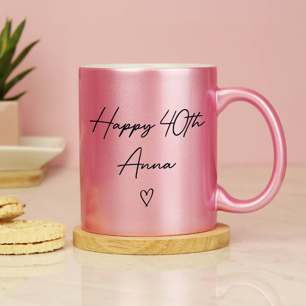 Personalised Pink Glitter Ceramic Mug By Blackdown Lifestyle