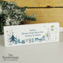 Personalised The Snowman And The Snowdog Wooden Mantel Decoration, thumbnail 1 of 6