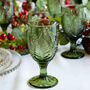 Green Embossed Luxury Wine Glasses, thumbnail 3 of 4
