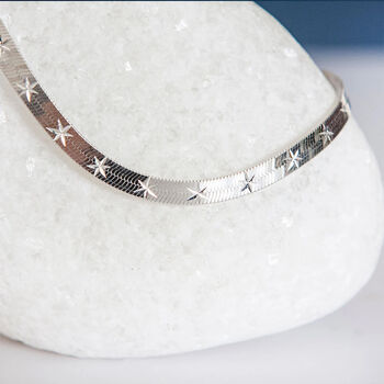 Sterling Silver Triple Herringbone Star Bracelet, 4 of 6