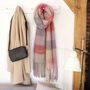 Personalised Checkered Oversized Scarf In Red And Pink, thumbnail 2 of 4
