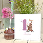 Personalised 1st Birthday Card – Bunny On Tricycle With Flowers, thumbnail 1 of 7