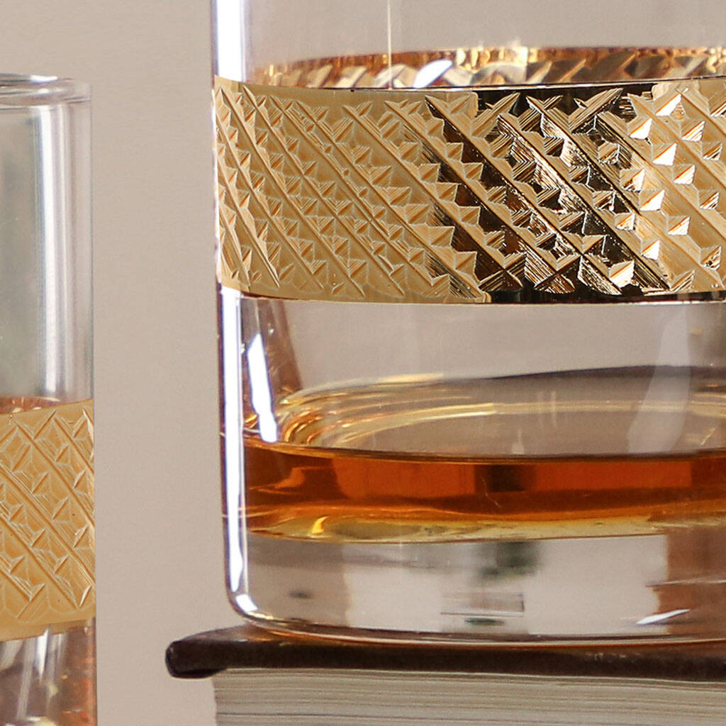 Personalised Diamond Embossed Gold Glassware By Dibor