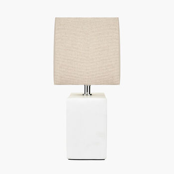 White Block Ceramic Rectangular Table Lamp, 4 of 10