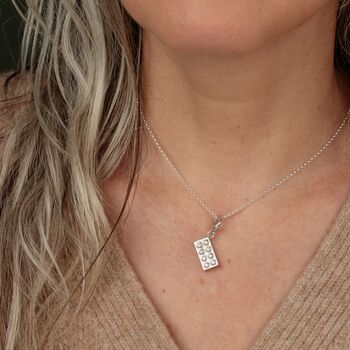 Sterling Silver Building Block Charm Necklace, 3 of 7