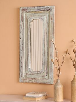 Rectangular Mirror Reclaimed Wood Teal Green, 9 of 9