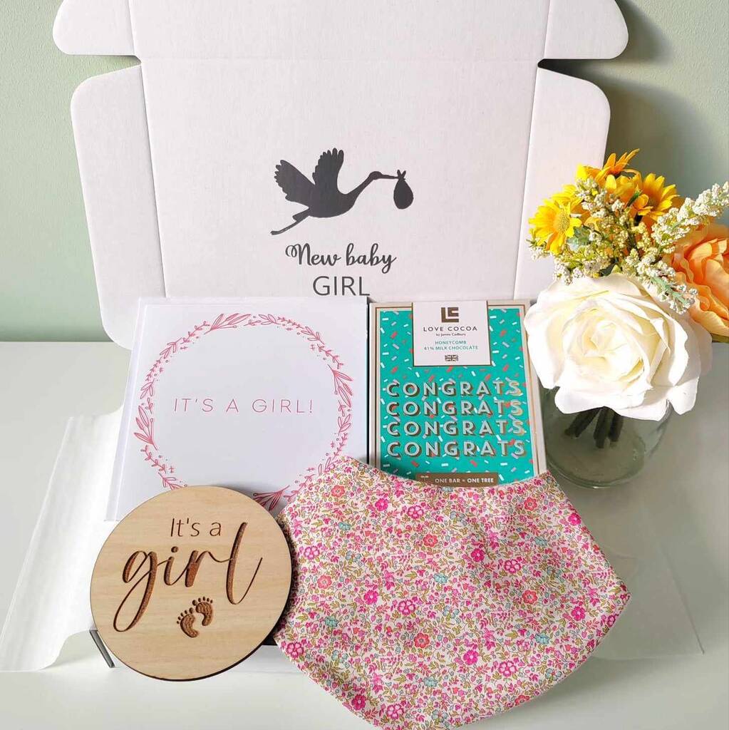 New Baby Girl Liberty Print Bib Gift Set, 1 of 8