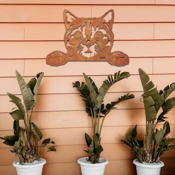 Metal Peaking Cat Rusted Cat Garden Decor Gift For Her, 5 of 9