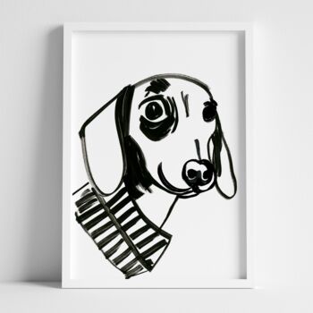 Dachschund Lover Monochrome Dog Print, 5 of 8