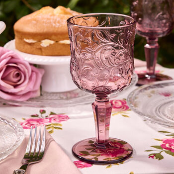 Lucena Embossed Amythest Wine Glass, 4 of 4