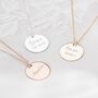 Sterling Silver Large Disc Personalised Name Necklace, thumbnail 2 of 11