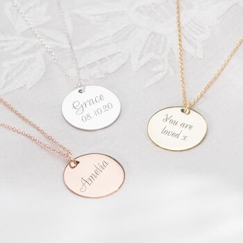 Sterling Silver Large Disc Personalised Name Necklace, 2 of 11