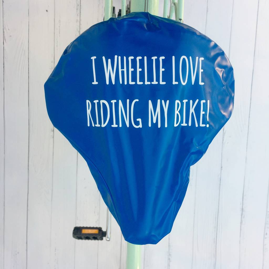 'wheelie love' bike seat rain cover by kelly connor designs