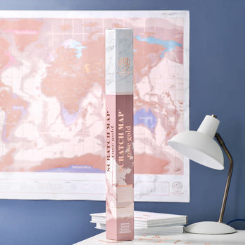Personalised Framed Metallic Rose Travel Scratch Map, 3 of 4