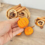 Orange Pumpkin Tea Light Set Of Three Autumn Candles, thumbnail 8 of 10