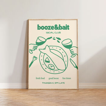 Booze And Bait Social Club Food Illustration Print, 4 of 10