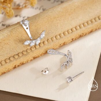 Marquise Cz Cluster Ear Jacket In Sterling Silver, 3 of 12
