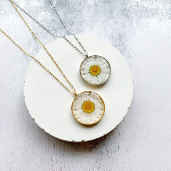 Personalised Happy Birthday Pressed Daisy Necklace, 3 of 5