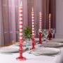 Pair Of Red And White Extra Long Dinner Candles, thumbnail 1 of 3