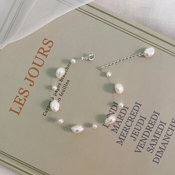 Bella Ivory Silver Pearl Charm Bracelet, 2 of 3