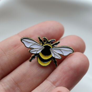Cute Enamel Bee Pin Badge With Gold Colour Accents, 3 of 7